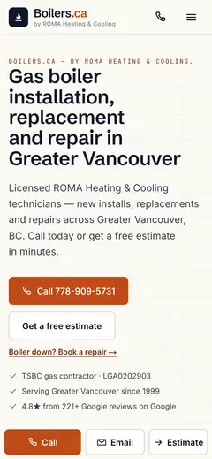 boilers.ca on a phone